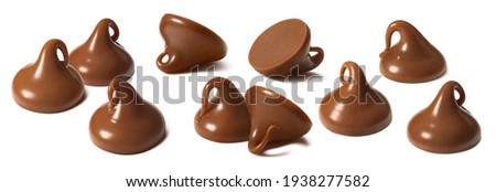 Chocolate chips set isolated on white background. Package design element with clipping path