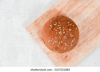 Chocolate Choco Burger Buns With Sesame Set With Copy Space For Text	
