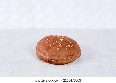 Chocolate Choco Burger Buns With Sesame Set With Copy Space For Text	
