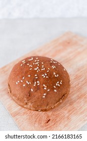 Chocolate Choco Burger Buns With Sesame Set With Copy Space For Text	
