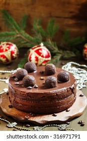 Chocolate Christmas Cake, Selective Focus