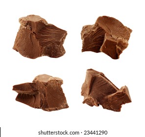 Chocolate Chunks Isolated On A White Background