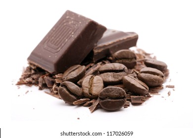 Chocolate With Coffee On White