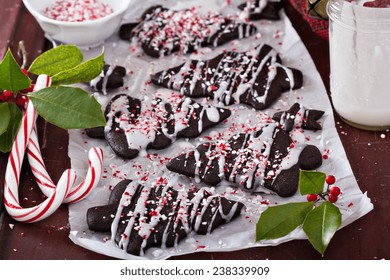 Chocolate Cookies For Christmas With Crushed Candy Cane