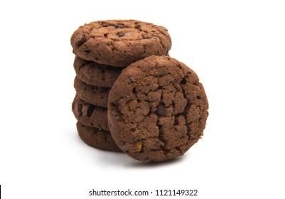 Chocolate Cookies Isolated On White Background