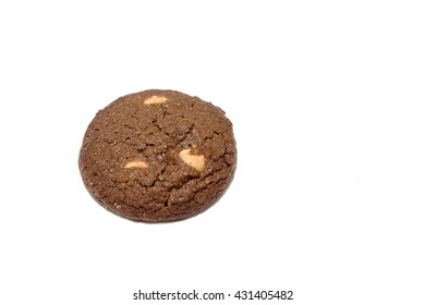 chocolate cookies on white background