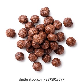 Chocolate corn balls close-up on a white background. Top view - Powered by Shutterstock