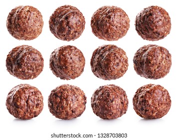 Chocolate corn balls isolated on white background. Collection with clipping path.