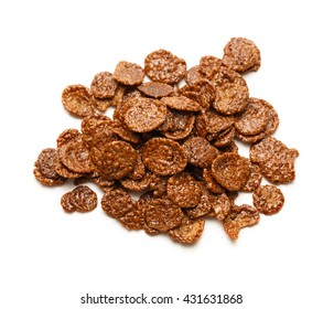 Chocolate Corn Flakes On The White Background
