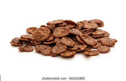 Chocolate Corn Flakes On The White Background
