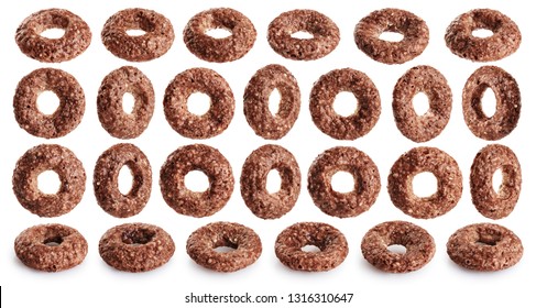 Chocolate corn rings isolated on white background. With clipping path.