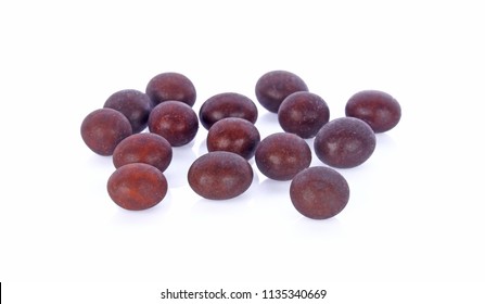 Chocolate Covered Coffee Beans On White Background