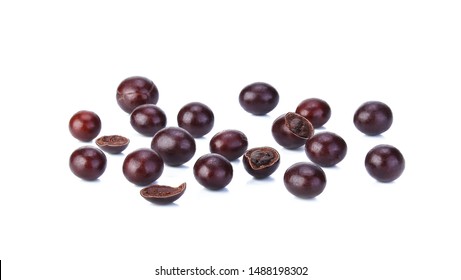 Chocolate Covered Coffee Beans On White Background