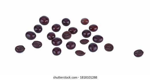 Chocolate Covered Coffee Beans On White Background