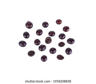 Chocolate Covered Coffee Beans On White Background