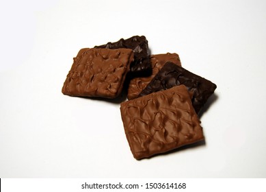 Chocolate Covered Graham Crackers On Isolated Background