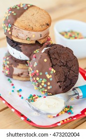 Chocolate Covered Ice Cream Sandwich With Sprinkles