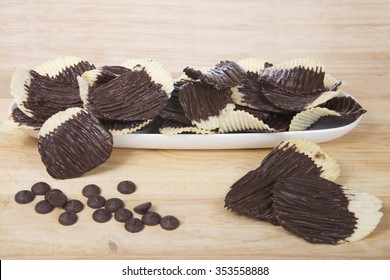 Chocolate Covered Potato Chips. Sweet And Salty. Fad Or Trend.