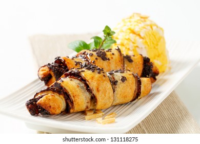 Chocolate Crescent Rolls With Ice Cream
