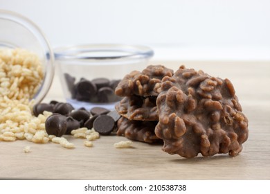 Chocolate And Crispy Rice No Bake Cookies.