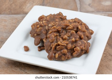 Chocolate And Crispy Rice No Bake Cookies.