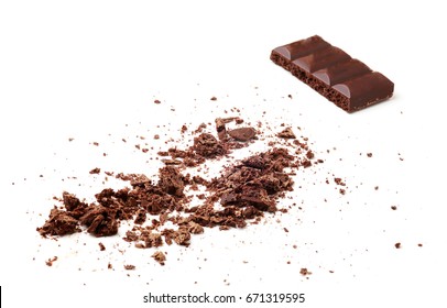 Chocolate Crumbs Isolated On White Background