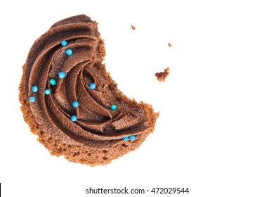 Chocolate Cup Cake Isolated On White Background.