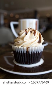 Chocolate Cupcake With A Carmel Swirl Drizzle