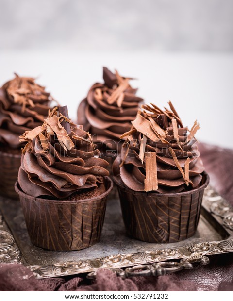 Chocolate Cupcakes Decoration Chocolate Shavings Stock Photo Edit