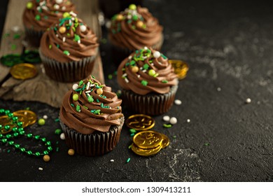 Chocolate Cupcakes For Saint Patrick Day With Sprinkles