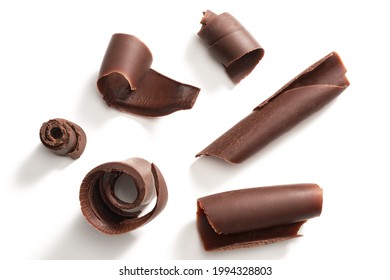  Chocolate curls set. Isolated on white     - Shutterstock ID 1994328803