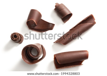  Chocolate curls set. Isolated on white    