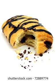 Chocolate Danish Pastry Cake With Bite Missing & Crumbs