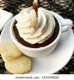 Chocolate Dessert With Whipped Cream And Shortbread Cookies