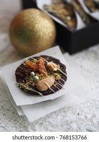 Chocolate Disc With Nuts And Dried Fruits