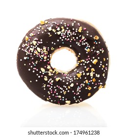 Chocolate Donut Isolated On White Background 