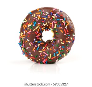 Chocolate Donut Isolated On White Background