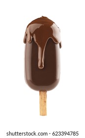 Chocolate Dripping Of A Ice Cream On A Stick