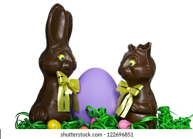 Chocolate Easter Bunny With Purple Egg