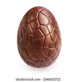 Chocolate Easter  Egg  Isolated On White Background, Close Up