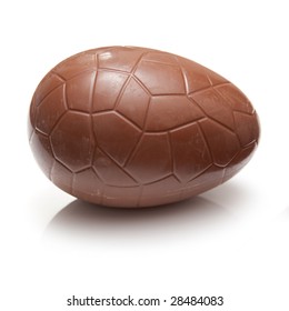 Chocolate Easter Egg Isolated On A White Studio Background.