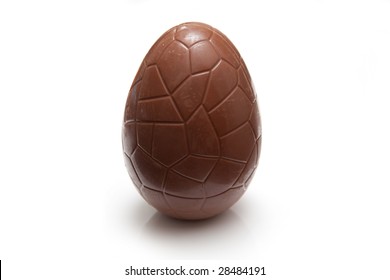 Chocolate Easter Egg Isolated On A White Studio Background.