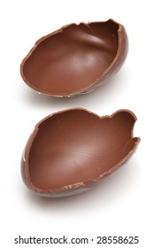 Chocolate Easter Egg Isolated On A White Studio Background.