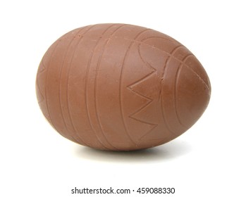 Chocolate Easter Egg Isolated On A White Studio Background.