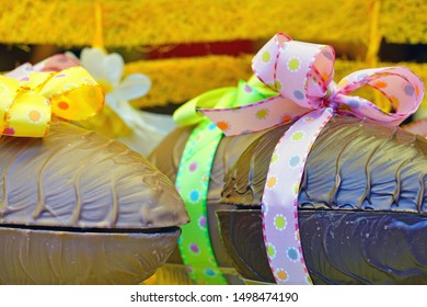 Chocolate Easter egg in spring