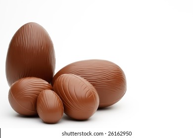 Chocolate Easter Eggs On Isolated White