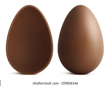 Chocolate Easter Eggs On White Background