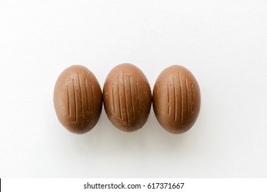 Chocolate Easter Eggs On White Background