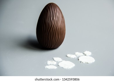 Chocolate Easter Eggs And Rabbit Footprints