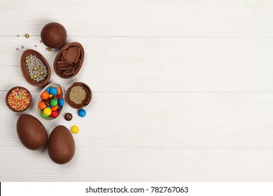 Chocolate Easter eggs and sweets. Easter - Shutterstock ID 782767063